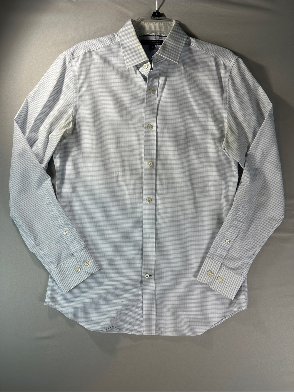 Banana Republic Men's Dress Shirt M Slim Fit Button Down Blue White Micro-Check